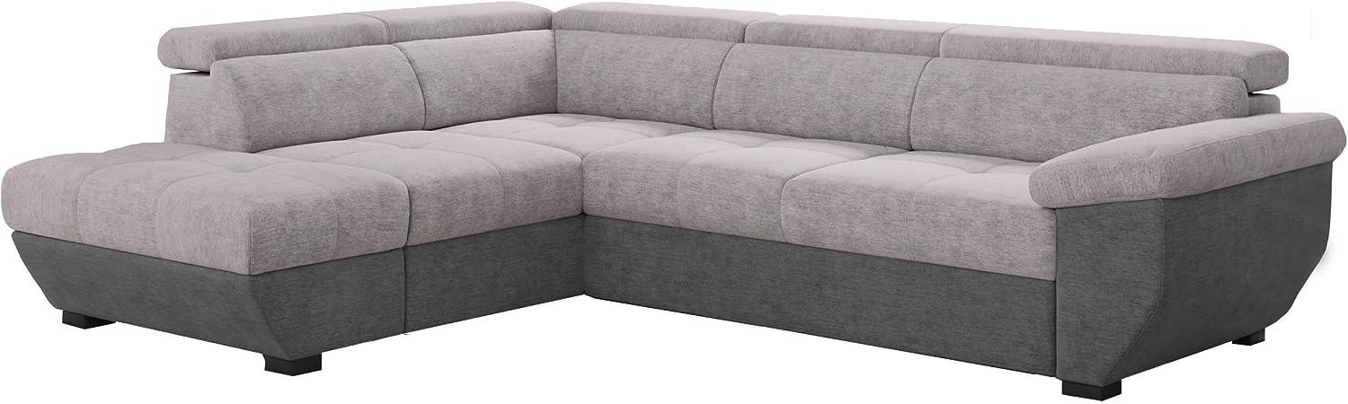 Mivano Schlafsofa Speedway / Eckcouch mit Bettfunktion, Stauraum und verstellbaren Kopfstützen / 262 x 79 x 224 / Zweifarbig: grau/dunkelgrau Bild 1