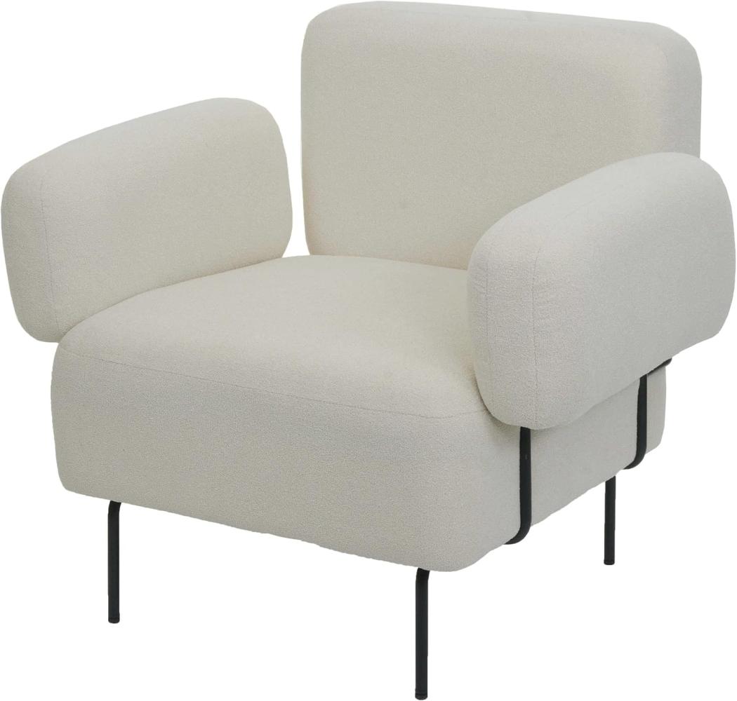 Lounge-Sessel HWC-L83, Cocktailsessel Polstersessel Sessel, Bouclé Stoff/Textil Metall ~ creme Bild 1