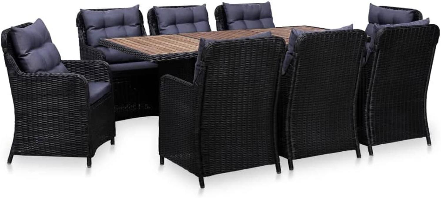 vidaXL 9-tlg. Garten-Essgruppe Poly Rattan Schwarz 3057805 Bild 1