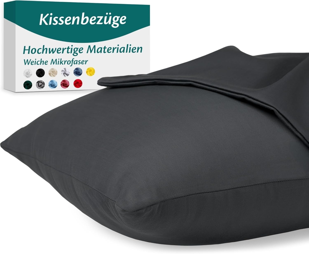 Kissenbezug 50x80 Mikrofaser Premium 2er Set Kissenhülle Deko für Kissen Bett/Sofa Stoff Superweicher Resistent Hypoallergen Anti-Milben Atmungsaktiv Kopfkissenbezug mit Verdecktem Zip Voll Waschbar Bild 1