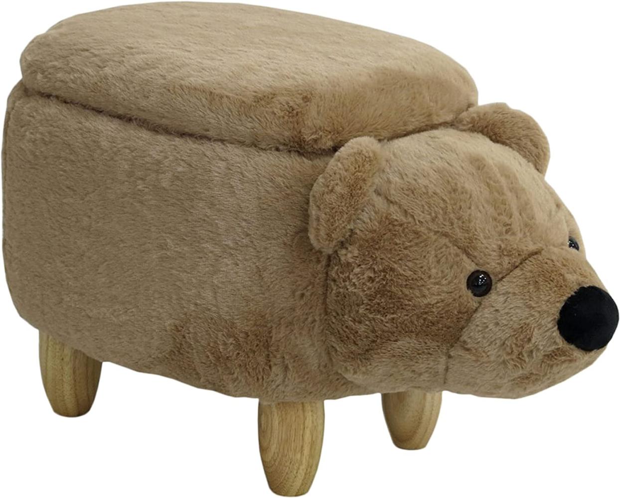 SVITA ANIMAL STORAGE Kinderhocker Hocker mit Stauraum gepolstert Bär Braun Tier Bild 1