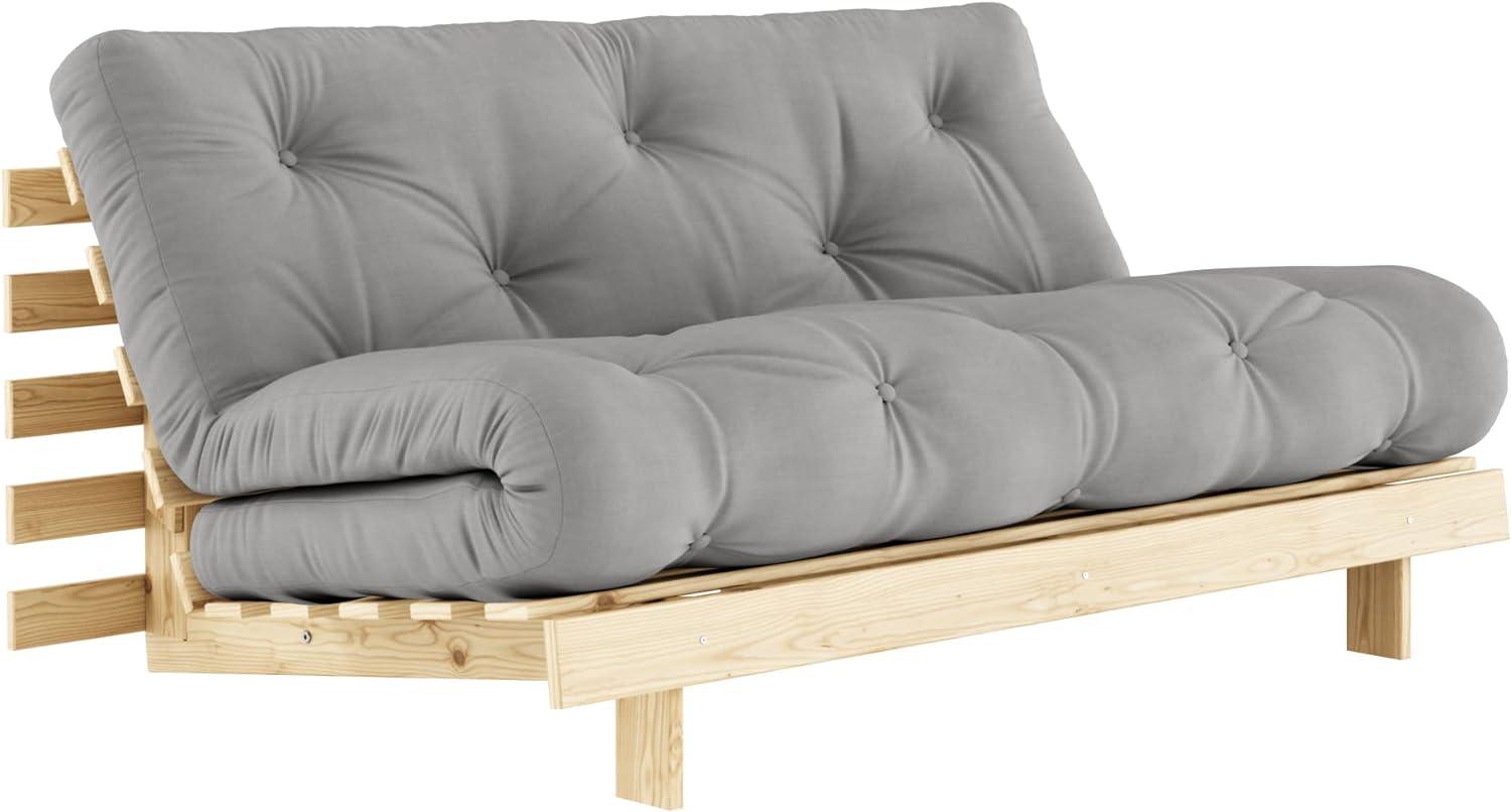 Schlafsofa ROOTS 160 cm Polster GREY Klappsofa Gestell Kiefer Bild 1