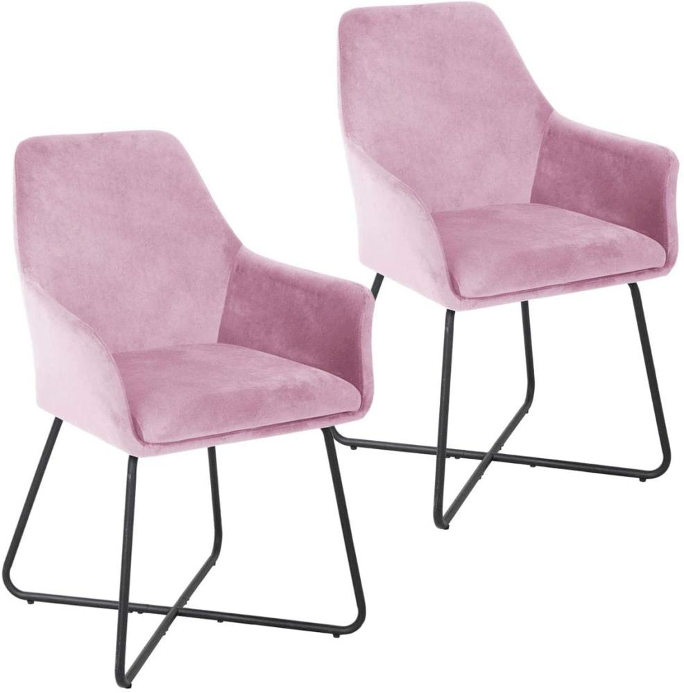 SVITA JOSIE Dining 2er Set Esszimmerstuhl Sessel Polsterstuhl Stoff Pink Bild 1