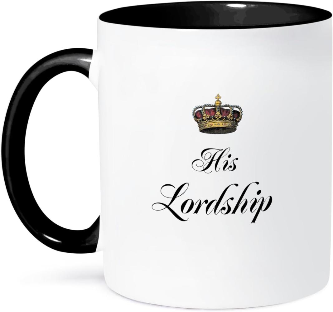 3dRose mug_112867_4''His Lordship part of A His & Hers Mr & mrs couples Gift Set Funny Two Tone black'' Mug, 11 oz, Black-White Bild 1