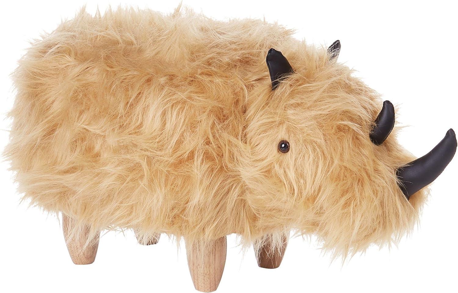 Beliani Pouffe pet fur beige WOOLLY Bild 1