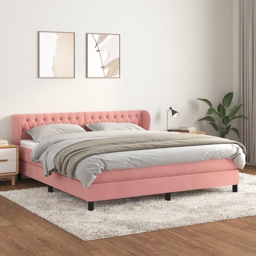 vidaXL Boxspringbett mit Matratze Rosa 180x200 cm Samt 3127690 Bild 1