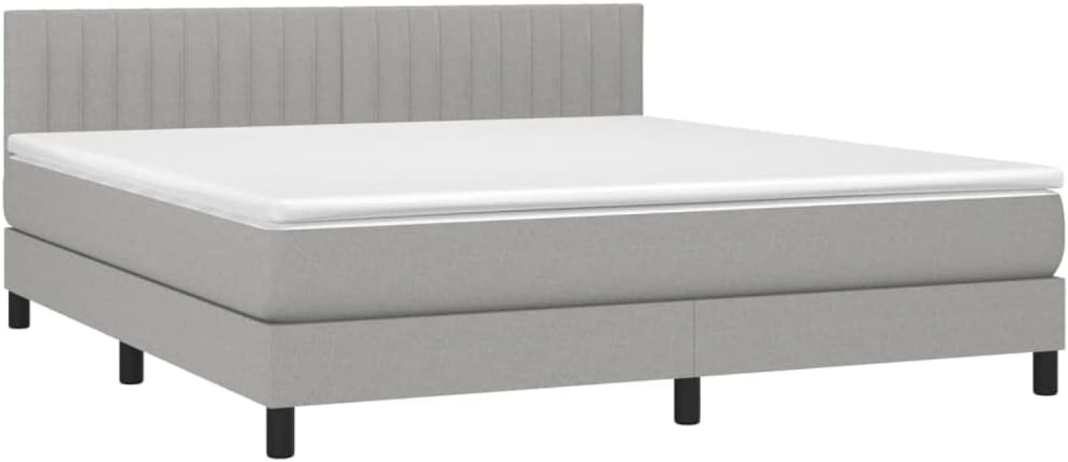 vidaXL Boxspringbett mit Matratze & LED Hellgrau 160x200 cm Stoff 3133325 Bild 1