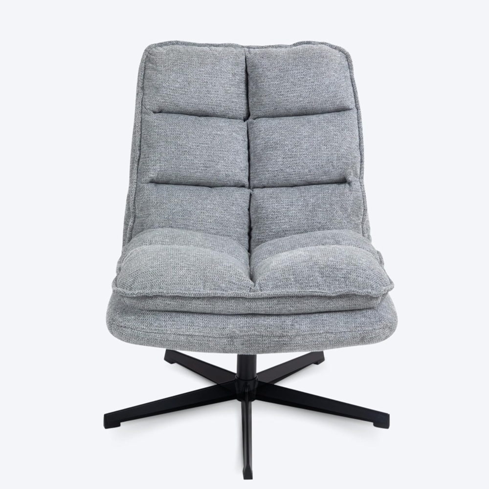 MEUBLE COSY Sessel 360° Drehbar Einzelsofa Faltbar Loungesessel Relaxsessel mit Armlehne Design Drehsessel, Metallbeine, für Wohnzimmer Schlafzimmer, Grau, 65 x 79.5 x 85 cm Bild 1