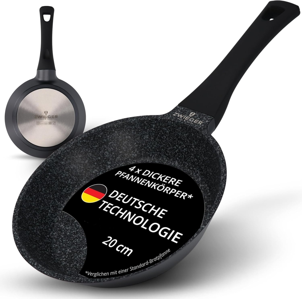 ZWIEGER Hochwertige kleine Pfanne 20cm Induktion – Bratpfanne 20 cm, Aluguss, vollflächiger Edelstahlboden, für alle Herdarten (inklusive Induktion) geeignet – Antihaft, PFOA- & PFOS-frei Bild 1