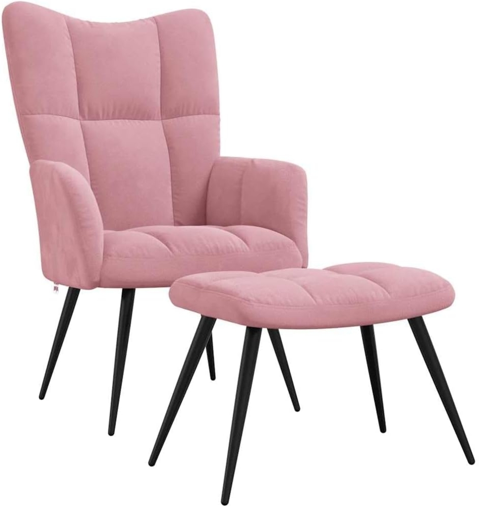 vidaXL Relaxsessel mit Hocker Fernsehsessel Sessel Polsterstuhl Stuhl Relaxstuhl Polstersessel Armsessel Ohrensessel Wohnzimmer Rosa Samt Bild 1