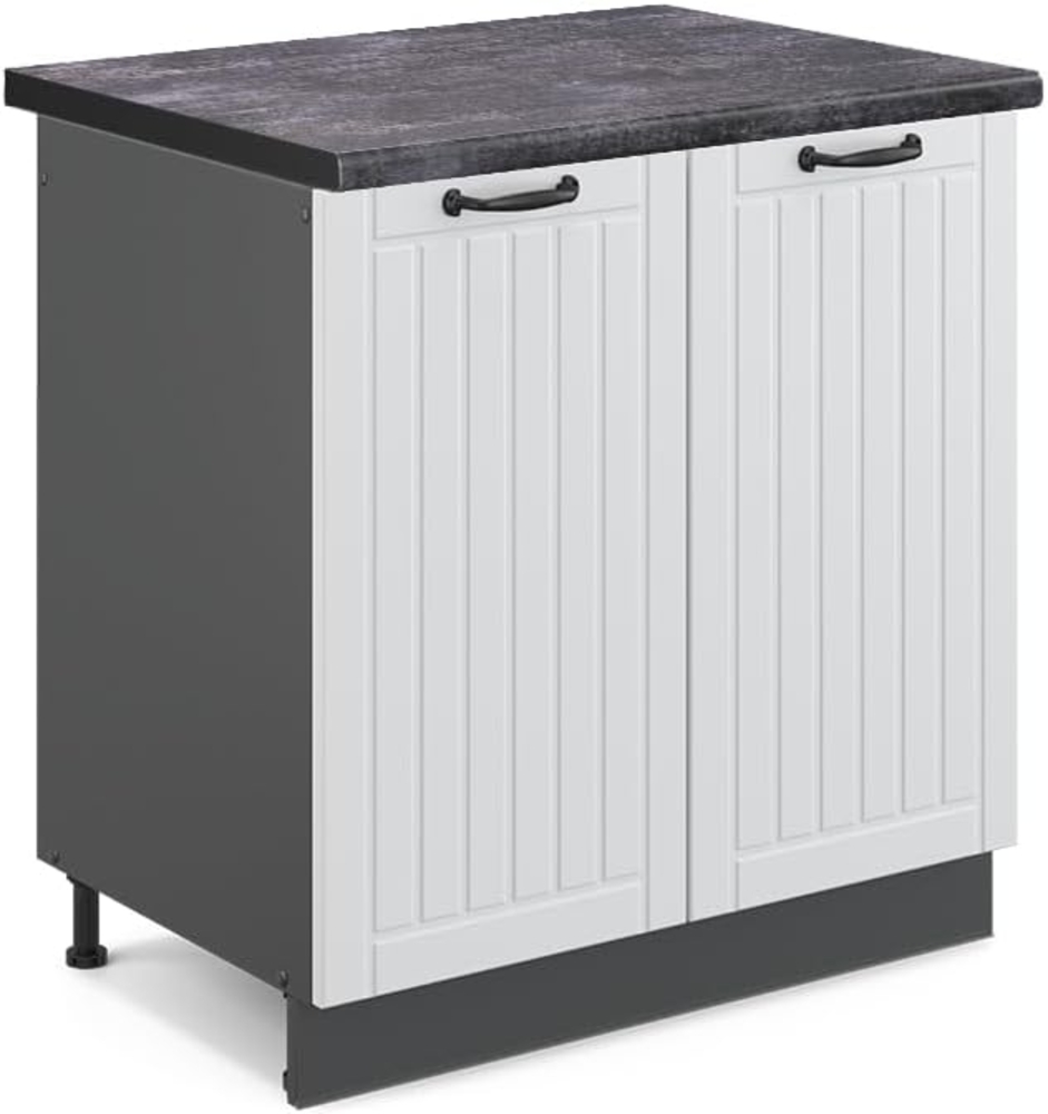 Vicco Spülenunterschrank Fame-Line, Weiß Landhaus/Anthrazit, 80 cm, AP Anthrazit Bild 1