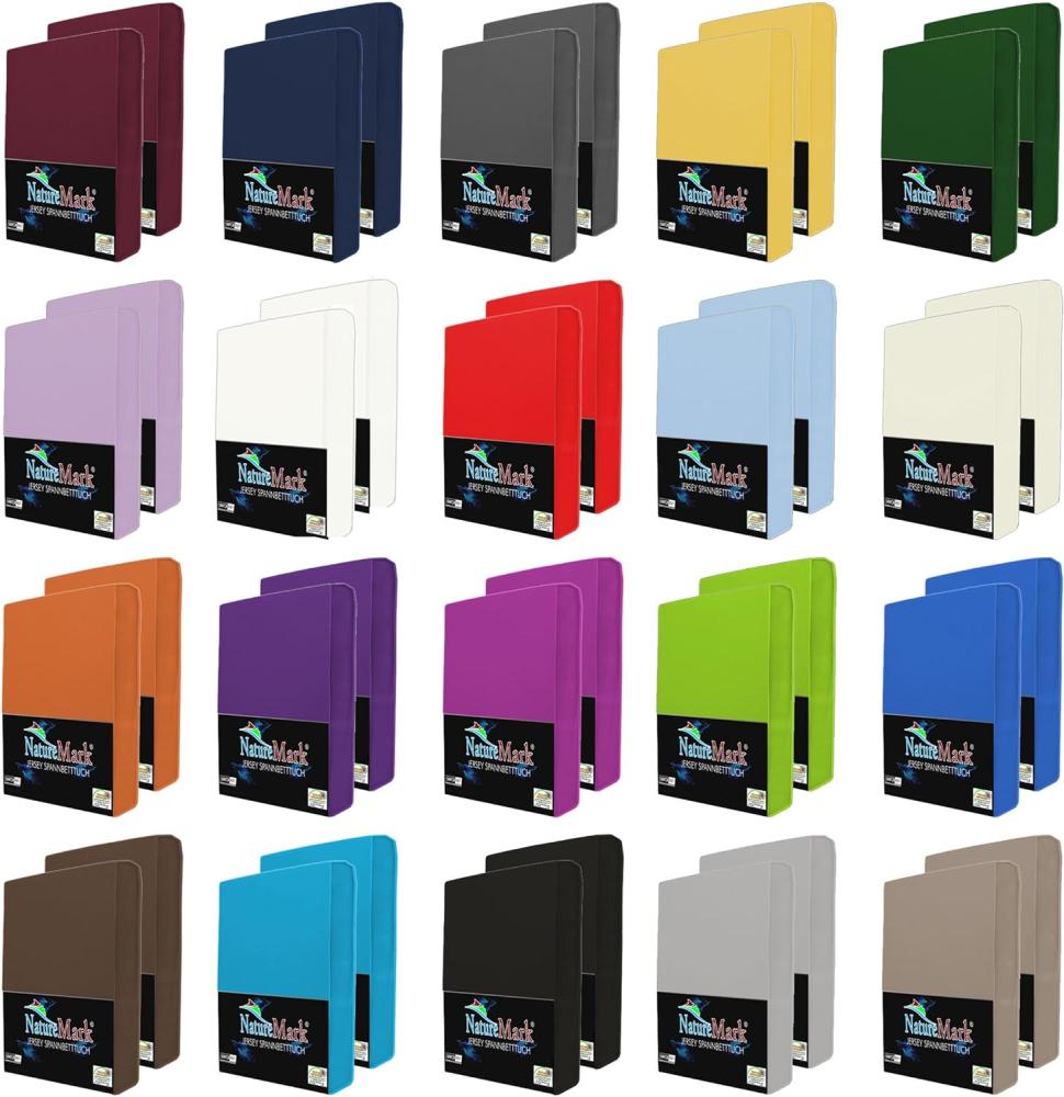 NatureMark 2er Pack Jersey Spannbettlaken, Spannbetttuch 100% Baumwolle in vielen Größen und Farben MARKENQUALITÄT ÖKOTEX Standard 100 | 200x220 cm +40 Steg - rosa Bild 1