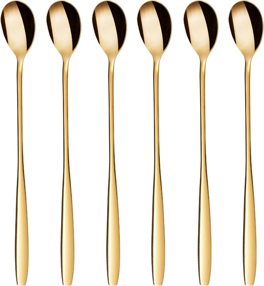 GRÄWE Latte Macchiato Löffel Set, Gold, 6-teilig, 22 cm - Lange Löffel für Cocktails & Desserts, Edelstahl, spülmaschinengeeignet Bild 1