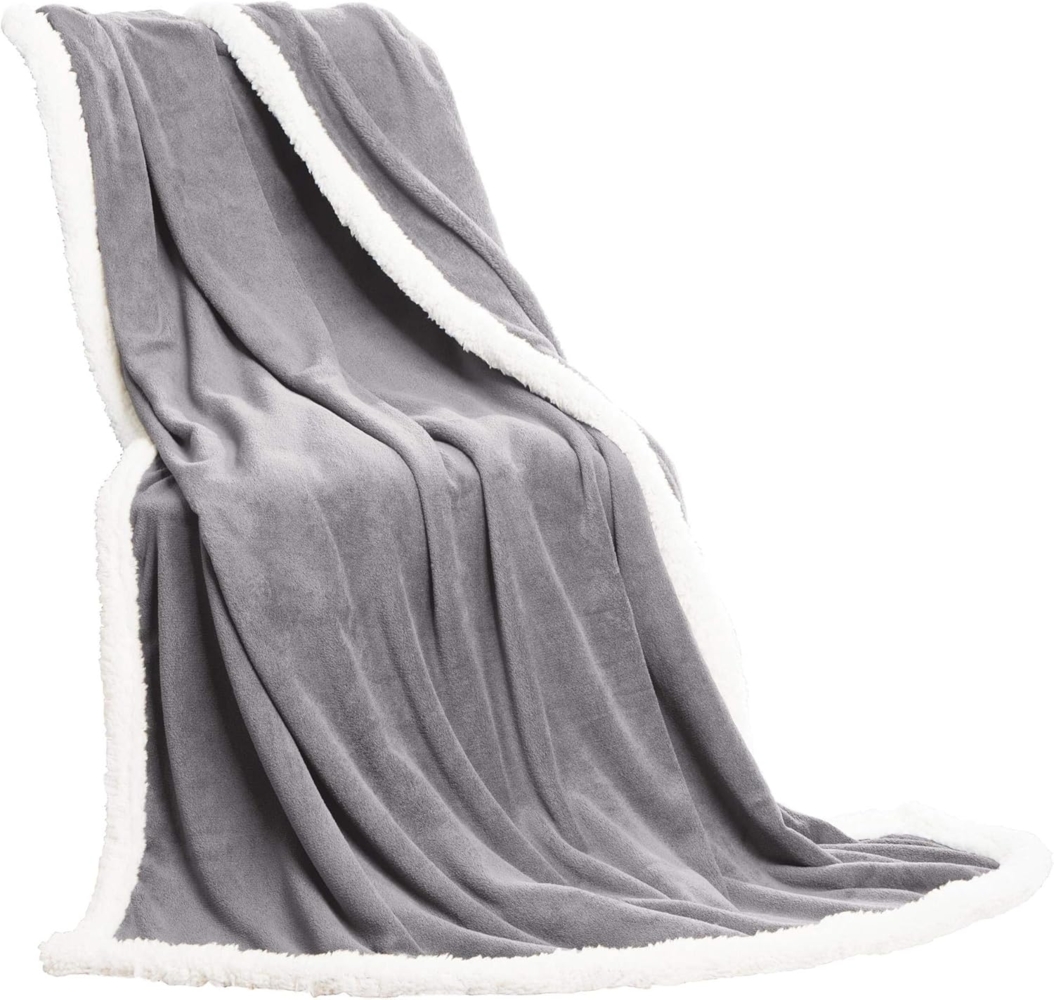 Wohndecke Everest Kuscheldecke Sofadecke Couch Fleece 150x200 cm silber, CelinaTex, allergikergeeignet,anschmiegsam,bügelfrei,flauschig,mollig warm,warm Bild 1