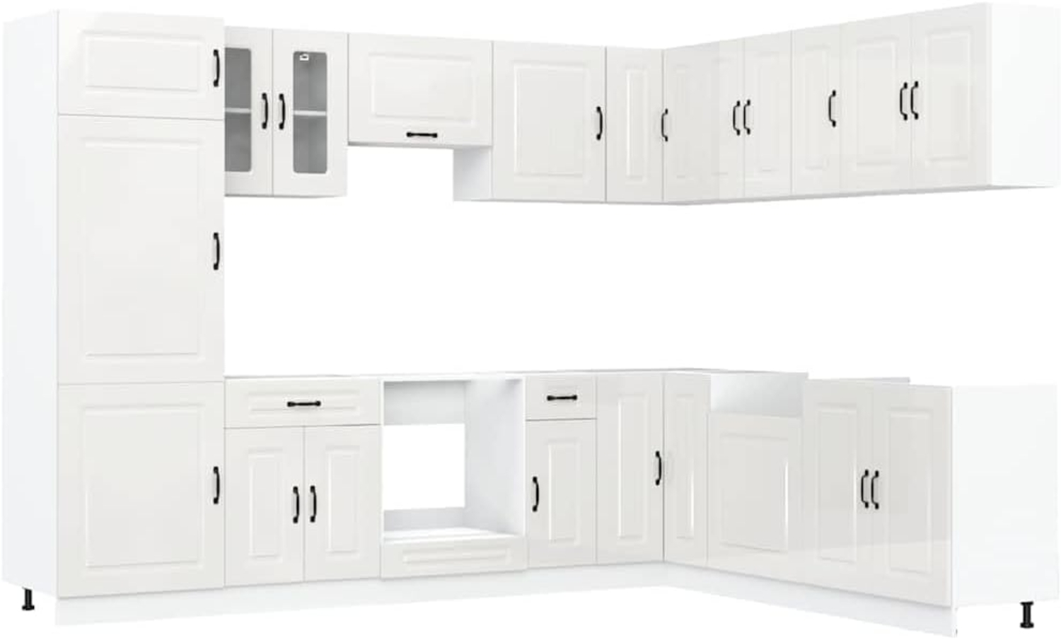 14-tlg. Küchenschrank-Set Kalmar Hochglanz-Weiß Holzwerkstoff 3314973 Bild 1