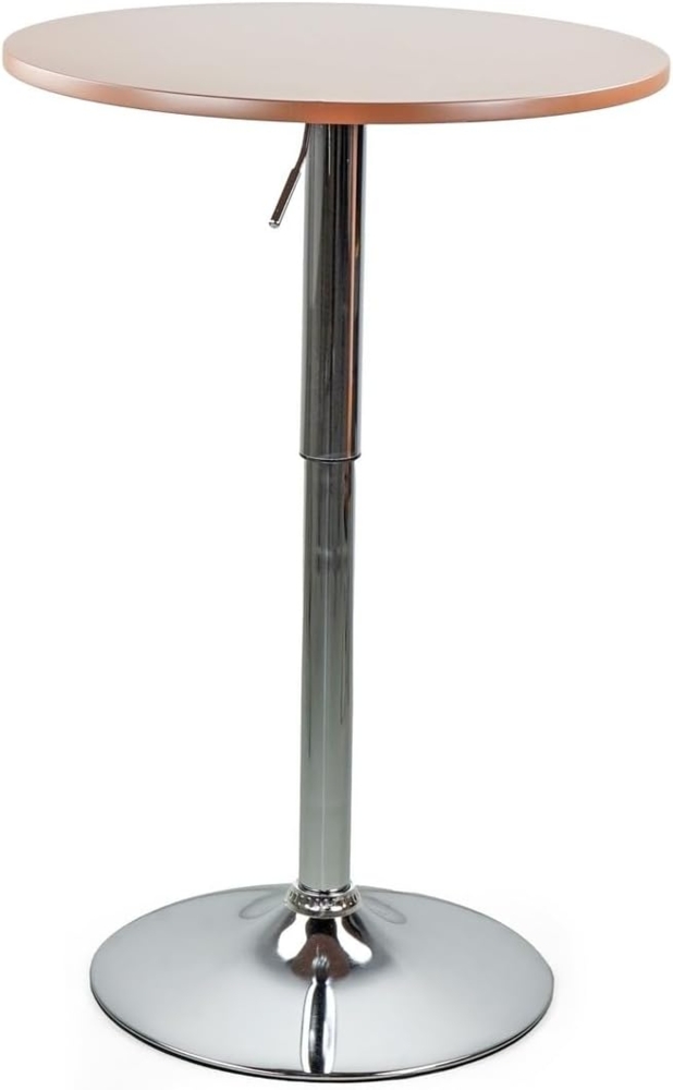 WeHome - Bartisch, hoher Couchtisch, höhenverstellbarer Couchtisch, quadratischer oder runder Tisch, Küchentisch (Brown, rund) Bild 1