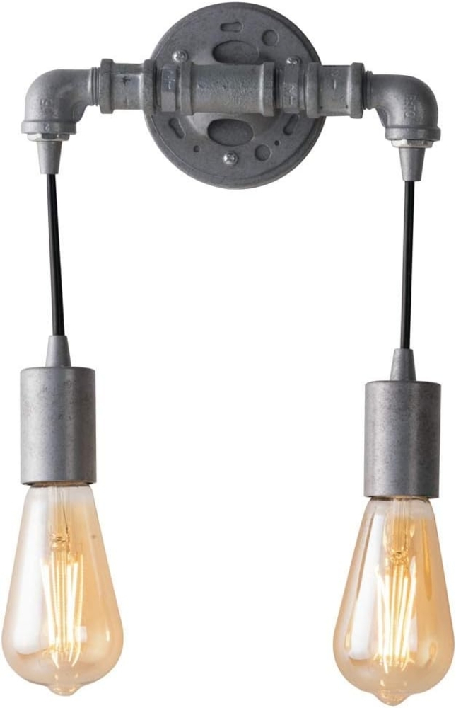 LED Innen Wandleuchte 2-flammig in Wasserrohr Optik, Grau antik Bild 1