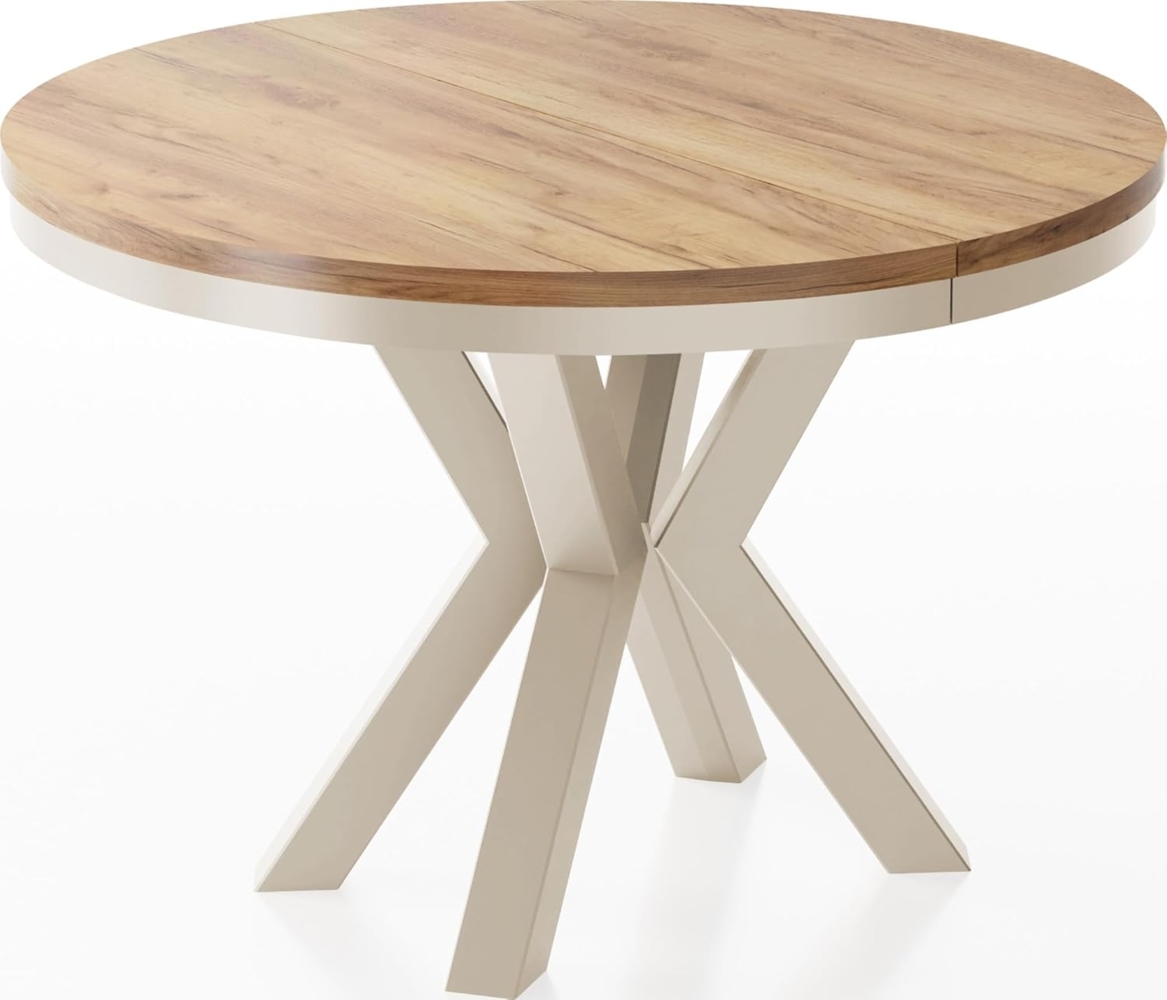 WFL GROUP Esstisch Clara Cashmere (erhältlich in zwei Größen – 100/120 cm, ausziehbar auf 180/200 cm), platzsparender Industrial Tisch in Holzoptik für Wohnzimmer oder Küche Bild 1