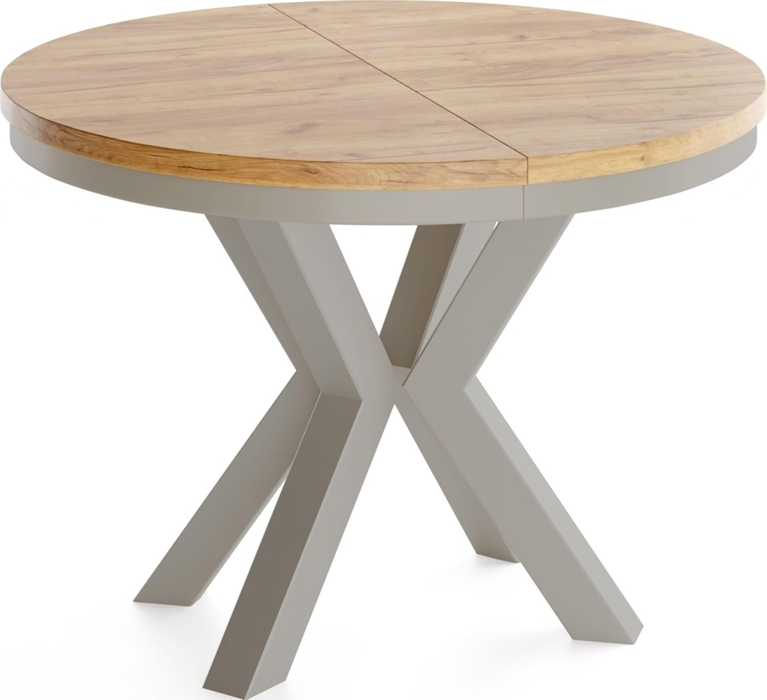 WFL GROUP Esstisch Clara Cashmere (erhältlich in zwei Größen – 100/120 cm, ausziehbar auf 180/200 cm), platzsparender Industrial Tisch in Holzoptik für Wohnzimmer oder Küche Bild 1