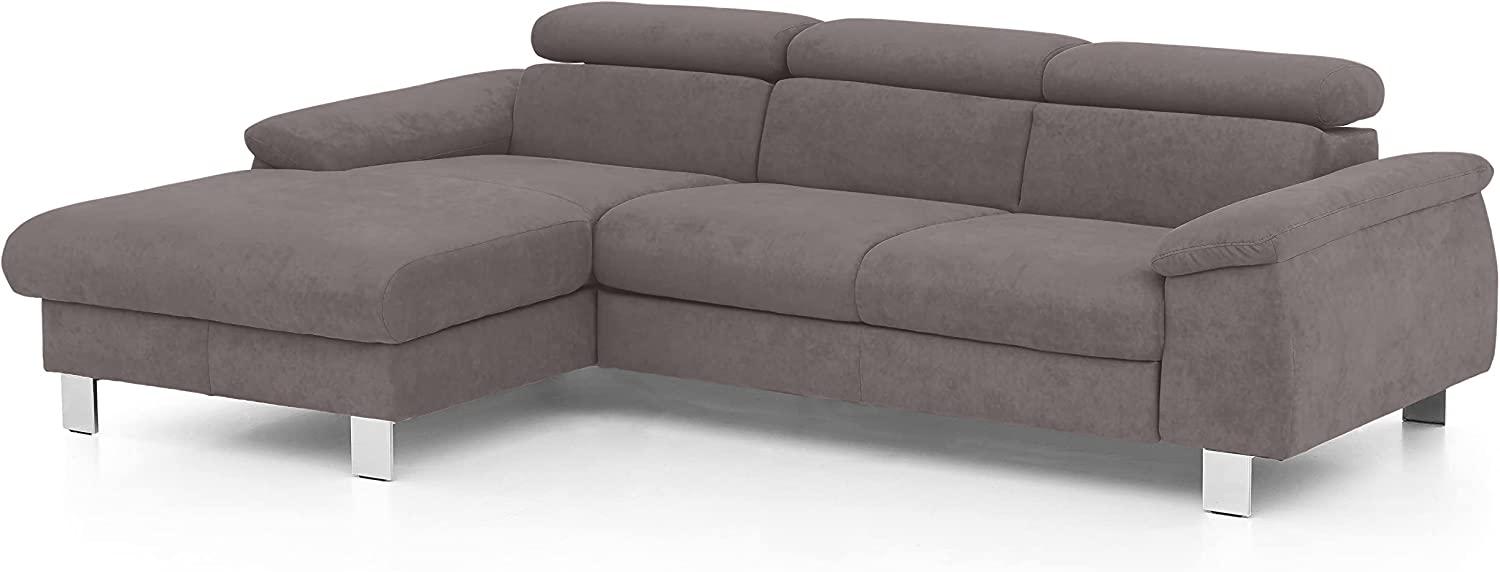 Mivano Ecksofa Micky mit Recamiere / Eckcouch mit Bettfunktion, Bettkasten und Kopfteilverstellung / 244 x 72 x 166 / Mikrofaser, Dunkelgrau Bild 1