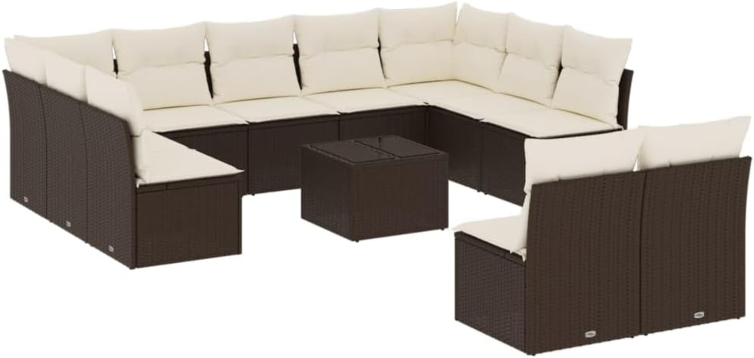 vidaXL 12-tlg. Garten-Sofagarnitur mit Kissen Braun Poly Rattan 3218363 Bild 1