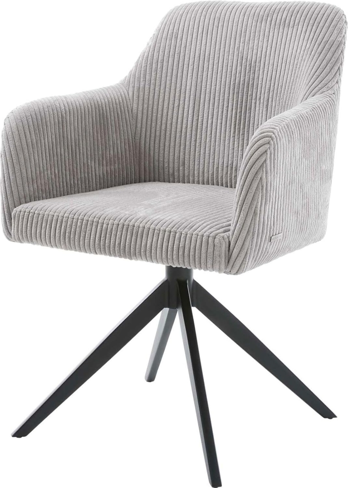 Esszimmerstuhl Greg-Flex Cord Silbergrau Kreuzgestell breit Schwarz Taschenfederkern Bild 1