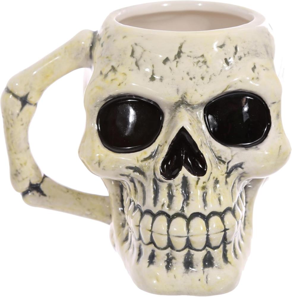 Puckator MUG217 Tasse Totenkopf, Keramik, elfenbeinfarben-Schwarz, 12,5 x 12,5 x 10,5 cm Bild 1