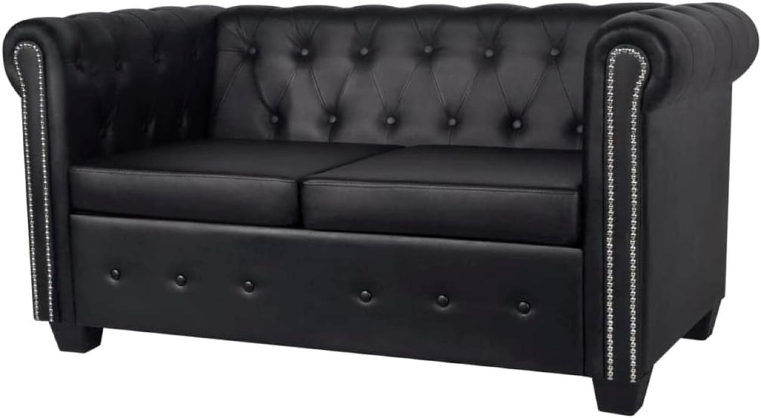 vidaXL Chesterfield-Sofa 2-Sitzer Kunstleder Schwarz 242369 Bild 1