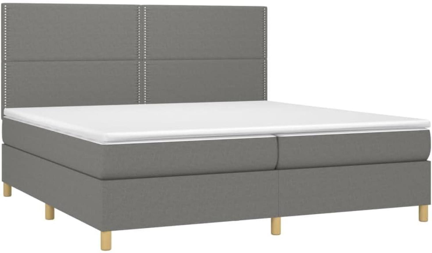 vidaXL Boxspringbett mit Matratze Dunkelgrau 200x200 cm Stoff, Härtegrad: H2 [3142282] Bild 1