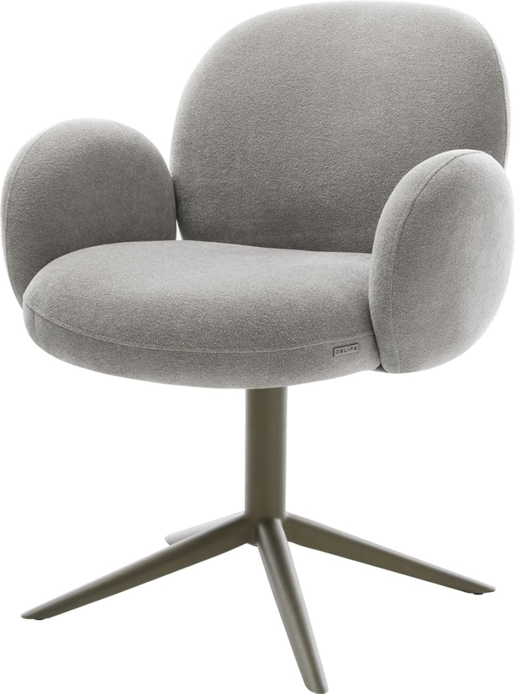 Drehstuhl Nube-Flex mit Armlehnen Strukturstoff Soft Grau Fußkreuz Effektfinish Titan 360° drehbar Wippfunktion Taschenfederkern Bild 1