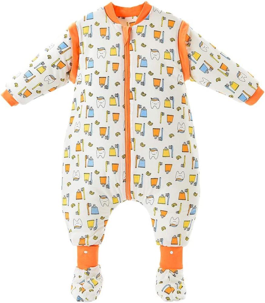 FEOYA Schlafsack mit Beinen und Füßen Ganzjahres Baby Schlafsack mit Füßen Winter Schlafsack mit Beinen Baby Jungen Mädchen Winterschlafsack mit Füßen Abnehmbare Ärmel Schlafstrampler 0-12 Monate Bild 1