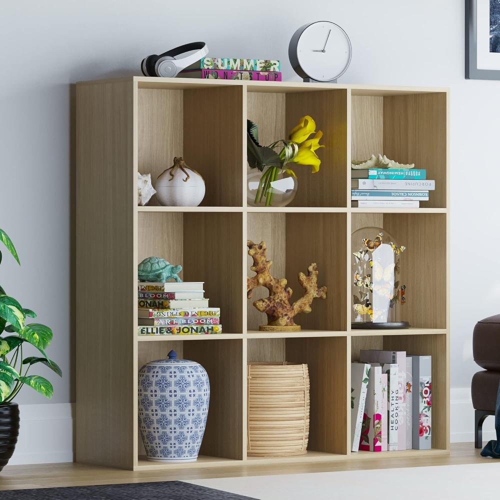 Vida Designs Durham Cube Bücherregal Aufbewahrung Organizer Wohnzimmer Bücherregal Home Office Möbel (9 Würfel, Eiche) Bild 1