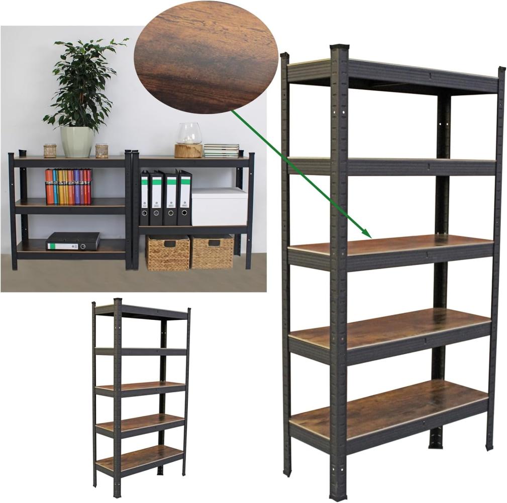 2x Wohnzimmerregal 150x75x30 cm dunkel Traglast je 650 kg Steckregal Schwerlastregal Lagerregal Bild 1