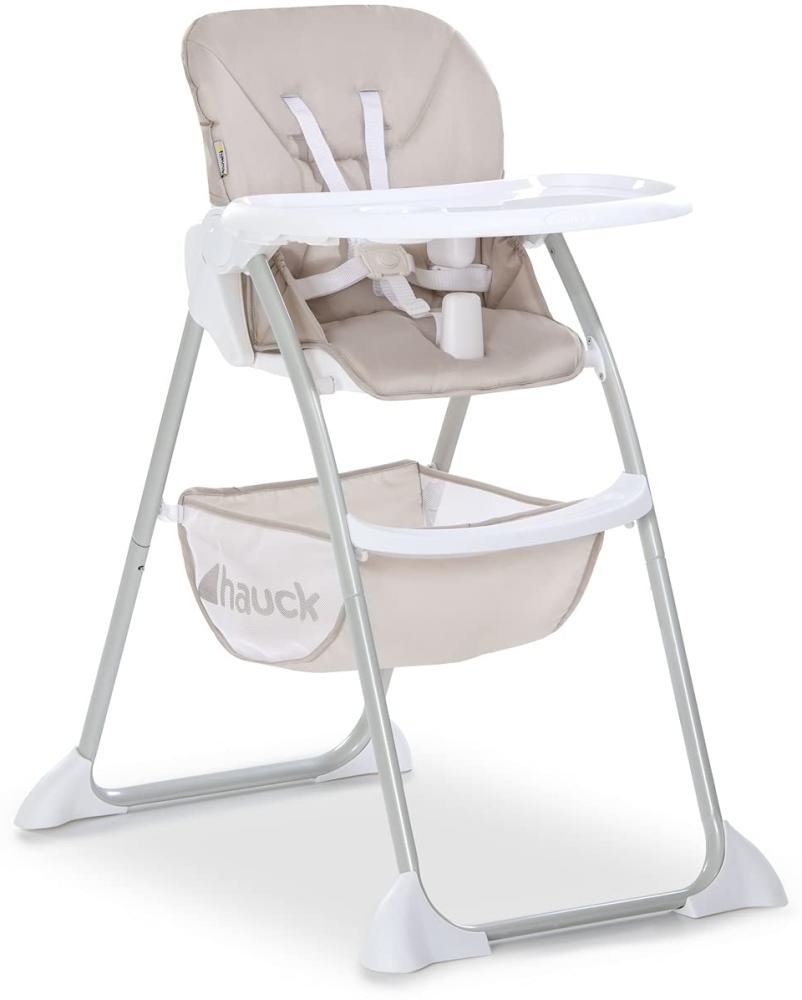 Hauck Kinder Hochstuhl Sit N Fold ab 6 Monate bis 15 kg, Klappbarer Hochstuhl, mit Tisch, Einhändig Verstellbare Rückenlehne, Ultra Leicht, Großer Korb, Beige Bild 1