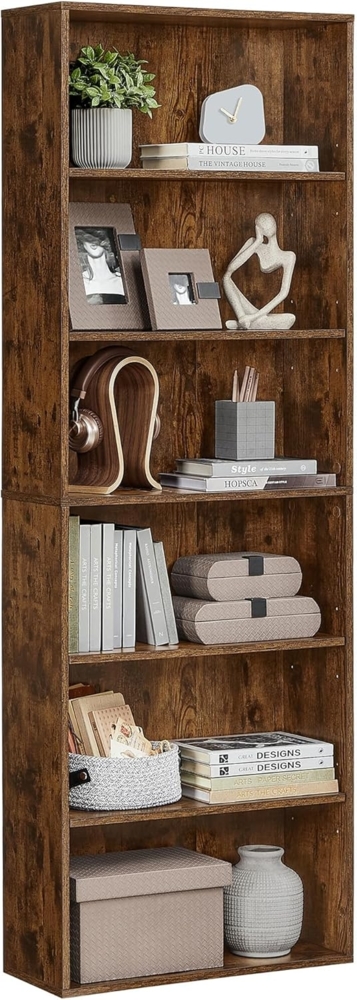 Vasagle Bücherregal, mit 6 Ebenen, Holzspanplatte, vintagebraun, 24 x 60 x 178,5 cm Bild 1