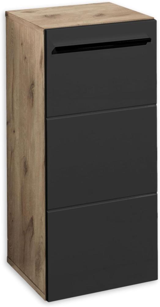 Seitenschrank VISTA Badschrank Kommode in Viking Oak / Schwarz ca. 34 x 72 x 31 cm Bild 1