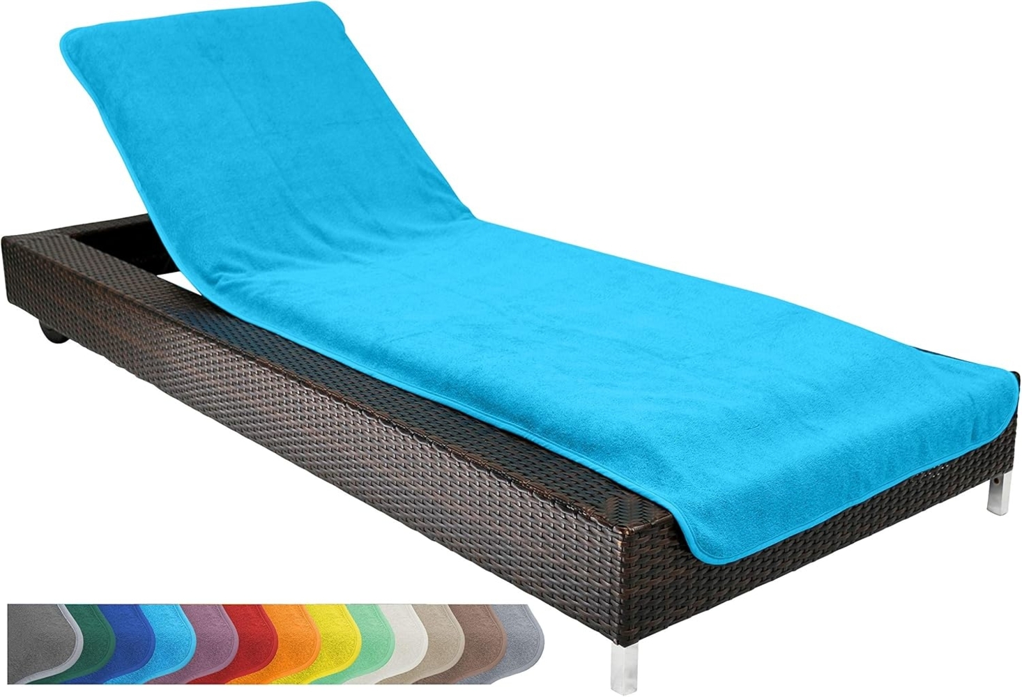 Brandsseller Schonbezug für Gartenliege 75x200 cm Strandliegenauflage Frottee Schonbezug 100% Baumwolle - Türkis Bild 1