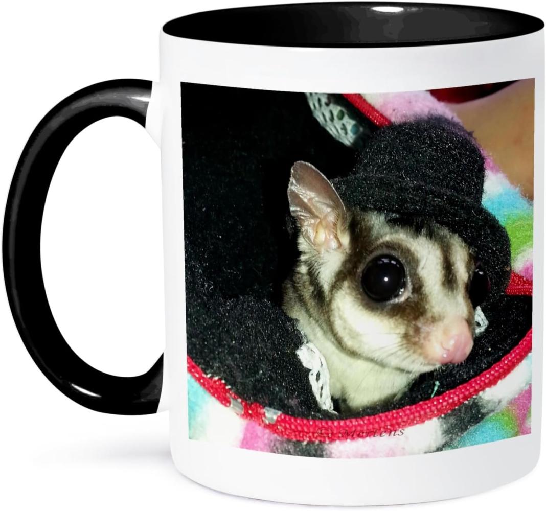 3dRose Sugar Glider tragen EIN Top Hat Peaking aus einem Pouch-Two Ton Tasse, Keramik, Schwarz, 10,2 x 7,62 x 9,52 cm Bild 1