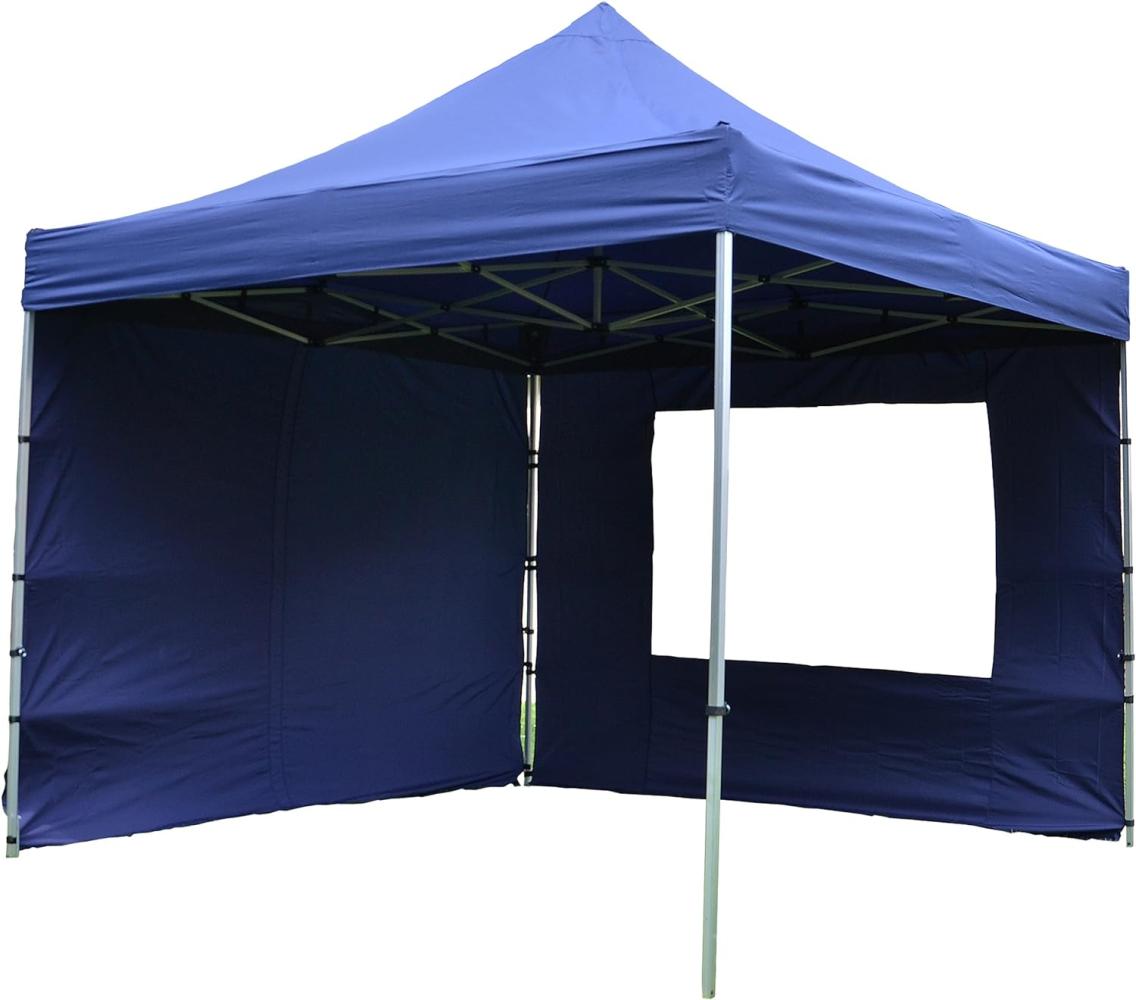 Nexos SM936150_SL01 Profi Faltpavillon Partyzelt Pavillon 3x3 m mit 4 Seitenteilen - hochwertige Ausführung - wasserdichtes Dach 270 g m² plus Tragetasche - Farbe: blau, Polyester Faltpavillon Bild 1