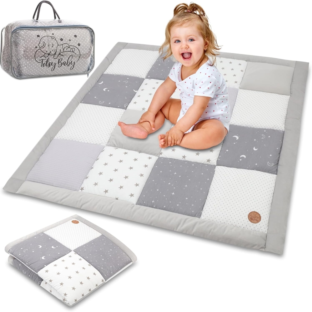 Baby Krabbeldecke 100x100 cm Velvet - Spielmatte Patchwork Spielmatte gepolstert Bodenmatte Dicke Babykrabbeldecke Baumwolle mit Velvet Activity mat Galaxie Bild 1