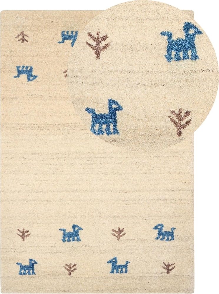 Gabbeh Teppich Wolle helles Beige 140 x 200 cm Hochflor YALI Bild 1
