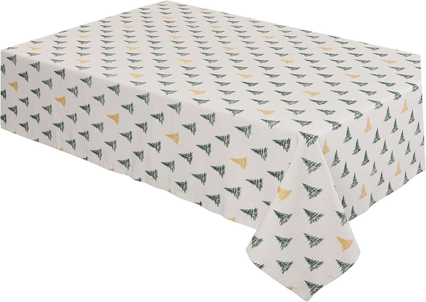 Sleepdown Tischdecke, Winter, Kiefernbäume, Metallic-Details, 100% Baumwolle, rechteckig, Natur, 152x213 cm Bild 1