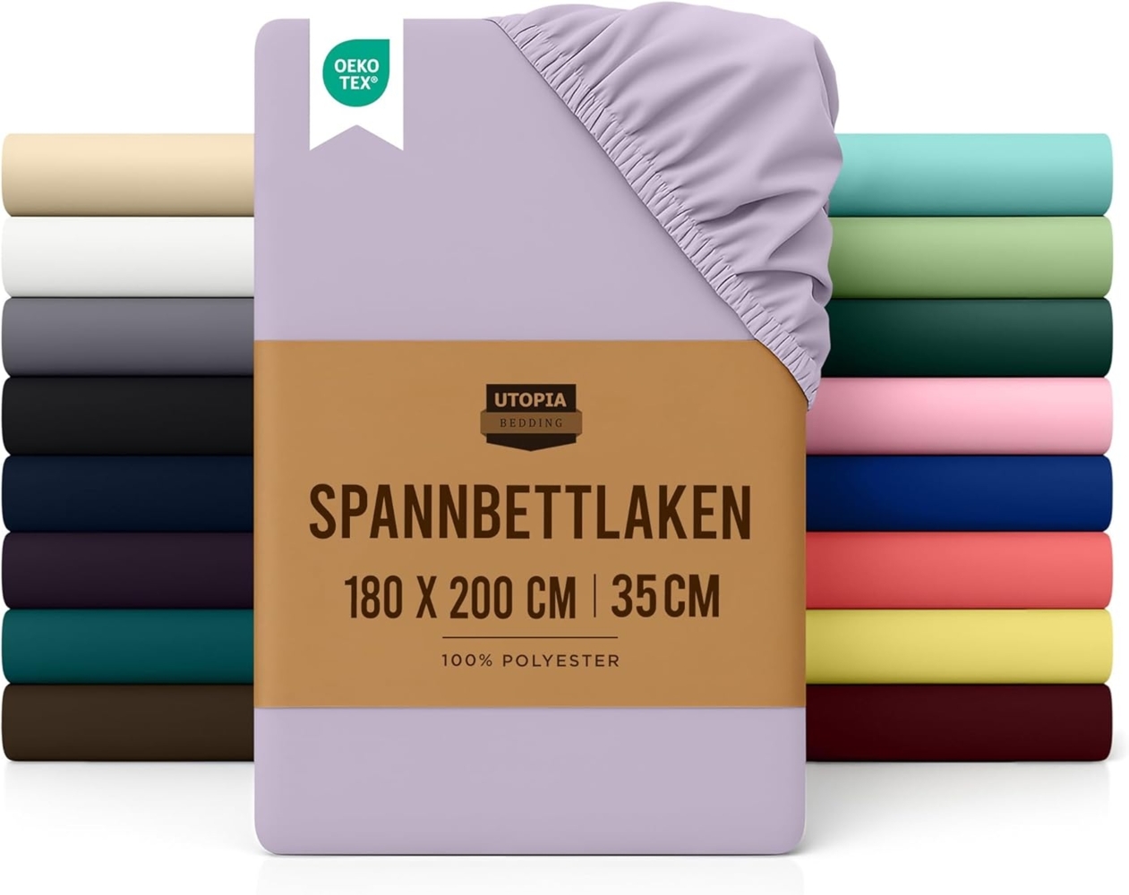 Utopia Bedding - Spannbettlaken 180x200 cm - Lavendel - Gebürstete Polyester-Mikrofaser Spannbetttuch - 35 cm Tiefe Tasche Bild 1