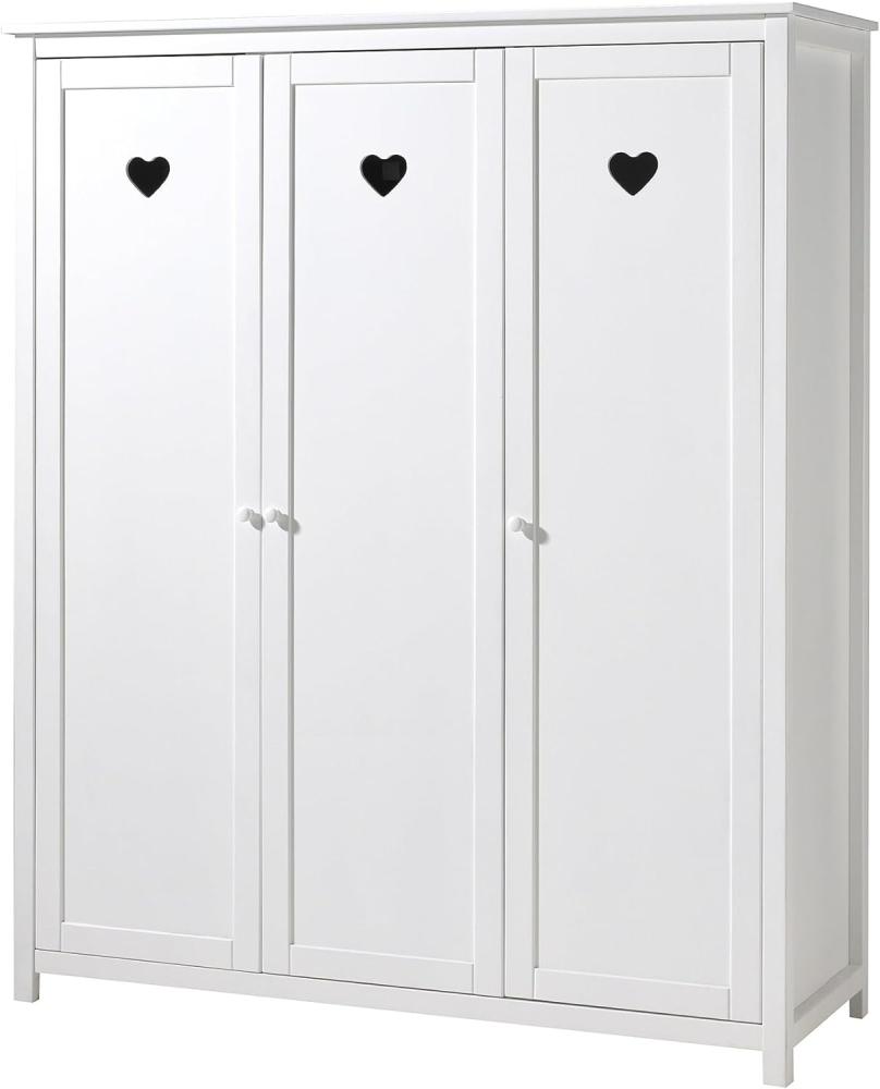 Kleiderschrank >AMORI< in Weiß aus Massiv Kiefer und MDF - 159x190,5x57 (BxHxT) Bild 1