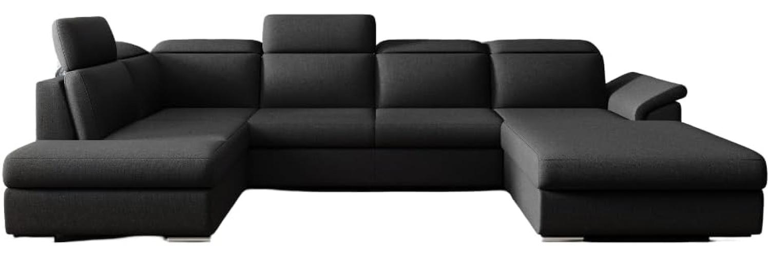 Designer Sofa Emiliano mit Schlaf- und Klappfunktion Stoff Schwarz Rechts Bild 1