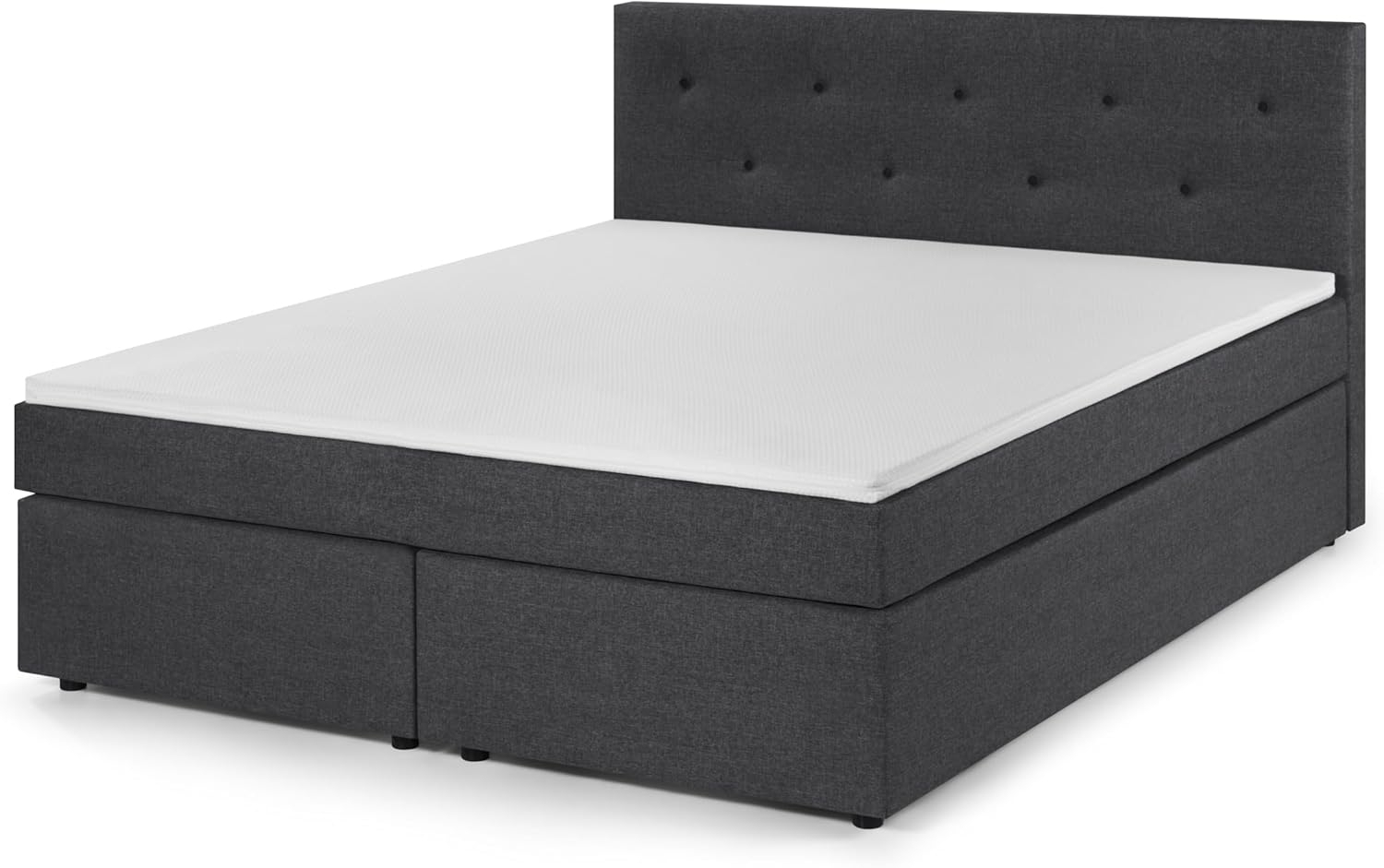 Traumnacht Boxspringbett, mit 7-Zonen Tonnentaschenfederkernmatratzen (H2) und Komfortschaumtopper, leichter Aufbau, produziert nach deutschem Qualitätsstandard, 180x200 cm in grau Bild 1