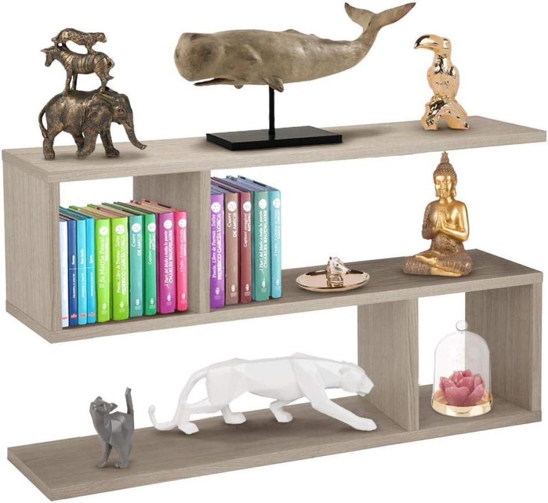 BAKAJI Bücherregal mit 5 Einlegeböden aus Melaminholz, modernes Design für Wohnzimmer, Wohnzimmer, Haus oder Büro, Größe 80 x 20 x 50,5 cm (Beige) Bild 1