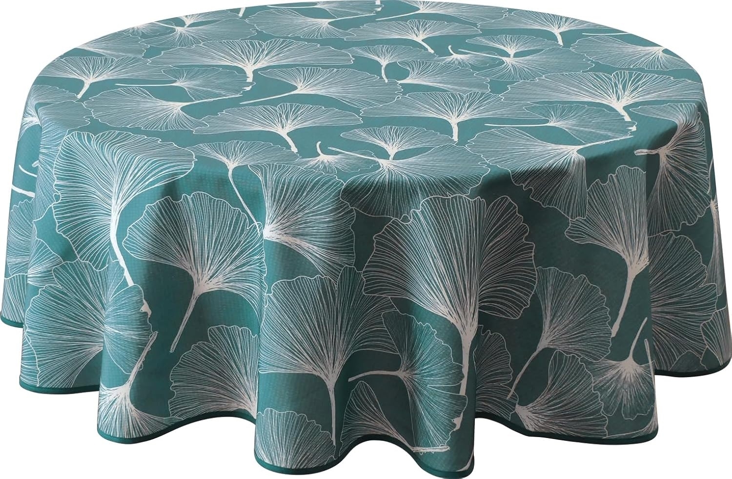 Le linge de Jules Tischdecke, schmutzabweisend, Biloba, grün, rund, 160 cm Bild 1