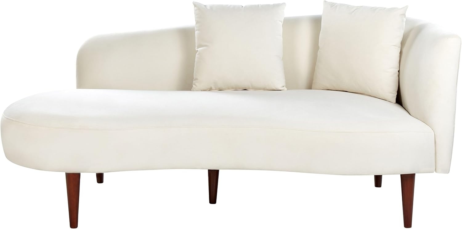 Chaiselongue Samtstoff creme rechtsseitig CHAUMONT Bild 1