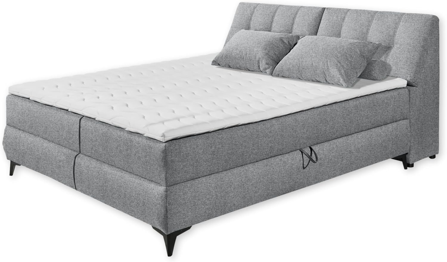 Stella Trading Atlantis 6 Boxbett 180x200 in Grau - Bequemes Doppelbett mit Bettkästen und Kaltschaum Topper - 185 x 102 x 240 cm (B/H/T) Bild 1